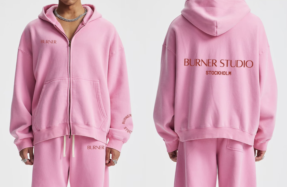 The Off Duty Hoodie in Pink — front and back